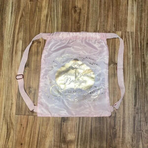 Disney backpack bookbag cinch bag Bibbidi bobbidi WDW pink gold princess
